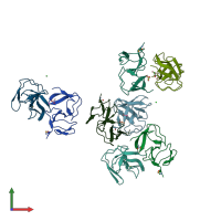 PDB entry 3k3s coloured by chain, front view.