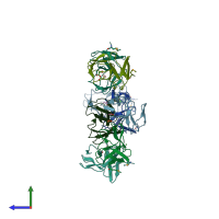PDB entry 3k3s coloured by chain, side view.