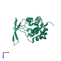 PDB entry 3k3t coloured by chain, top view.
