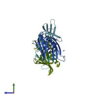 PDB entry 3k44 coloured by chain, side view.