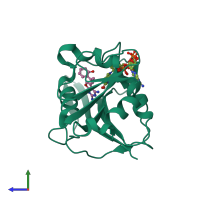 PDB entry 3k45 coloured by chain, side view.