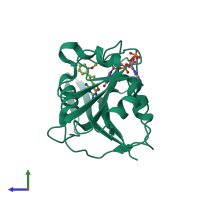 PDB entry 3k47 coloured by chain, side view.