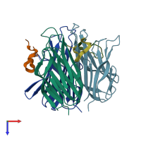 PDB entry 3k48 coloured by chain, top view.