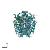 PDB entry 3k4f coloured by chain, side view.