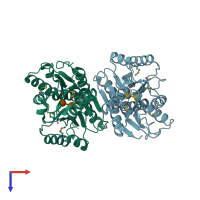 PDB entry 3k4h coloured by chain, top view.