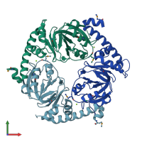 PDB entry 3k4i coloured by chain, front view.