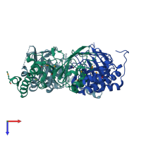 PDB entry 3k4i coloured by chain, top view.
