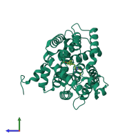 PDB entry 3k4s coloured by chain, side view.