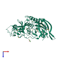 PDB entry 3k50 coloured by chain, top view.