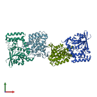 PDB entry 3k53 coloured by chain, front view.