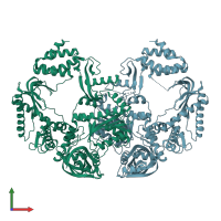 PDB entry 3k5o coloured by chain, front view.