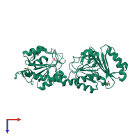 PDB entry 3k5p coloured by chain, top view.