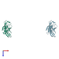 PDB entry 3k5r coloured by chain, top view.