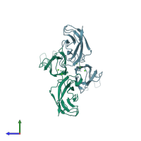 PDB entry 3k5s coloured by chain, side view.