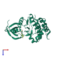 PDB entry 3k5u coloured by chain, top view.
