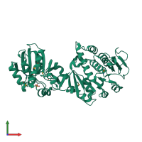 PDB entry 3k5w coloured by chain, front view.