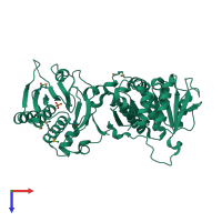 PDB entry 3k5w coloured by chain, top view.