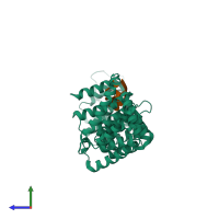 PDB entry 3k61 coloured by chain, side view.
