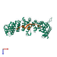 PDB entry 3k61 coloured by chain, top view.