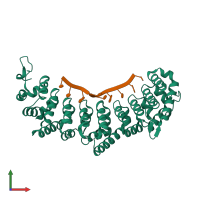 PDB entry 3k62 coloured by chain, front view.