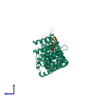 PDB entry 3k62 coloured by chain, side view.