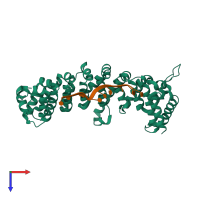 PDB entry 3k62 coloured by chain, top view.