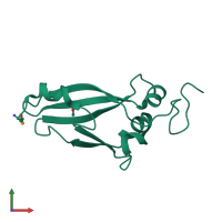 PDB entry 3k63 coloured by chain, front view.