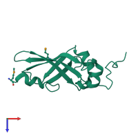 PDB entry 3k63 coloured by chain, top view.