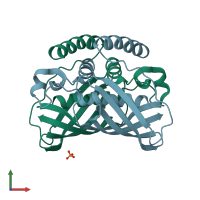 PDB entry 3k67 coloured by chain, front view.