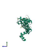 PDB entry 3k69 coloured by chain, side view.