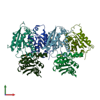 PDB entry 3k6a coloured by chain, front view.