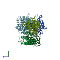PDB entry 3k6a coloured by chain, side view.