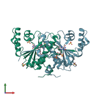 PDB entry 3k6h coloured by chain, front view.