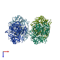 PDB entry 3k6m coloured by chain, top view.