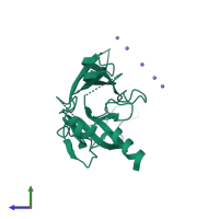 PDB entry 3k6n coloured by chain, side view.