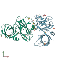 PDB entry 3k6o coloured by chain, front view.