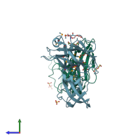 PDB entry 3k6o coloured by chain, side view.