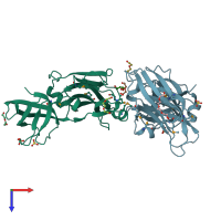 PDB entry 3k6o coloured by chain, top view.