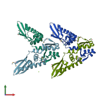 PDB entry 3k6q coloured by chain, front view.