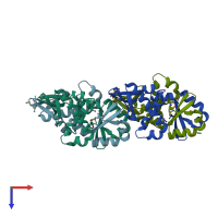 PDB entry 3k6q coloured by chain, top view.