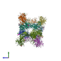 PDB entry 3k71 coloured by chain, side view.