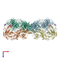 PDB entry 3k72 coloured by chain, top view.