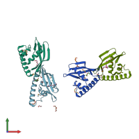PDB entry 3k7c coloured by chain, front view.
