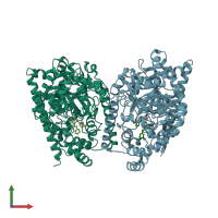 PDB entry 3k7f coloured by chain, front view.