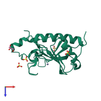 PDB entry 3k7g coloured by chain, top view.