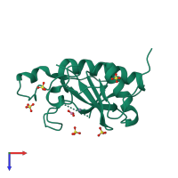 PDB entry 3k7j coloured by chain, top view.