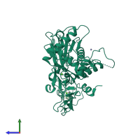 PDB entry 3k7l coloured by chain, side view.