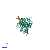 PDB entry 3k7n coloured by chain, side view.