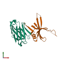 PDB entry 3k7u coloured by chain, front view.