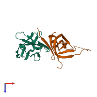 PDB entry 3k7u coloured by chain, top view.